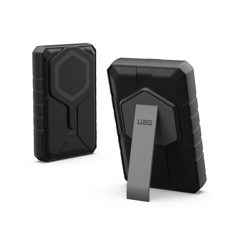 URBAN ARMOR GEAR UAG 10000mAh Power Bank SRGE 20W 2-Port USB-C USB Magnetic Wireless Portable Charger Fast Charging Battery Pack w/Kickstand Compatible with iPhone 16 Samsung Galaxy S24 Black/Grey