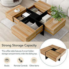 Dash Dock Essential: Unique Design Coffee Table With 4 Hidden Storage Compartments