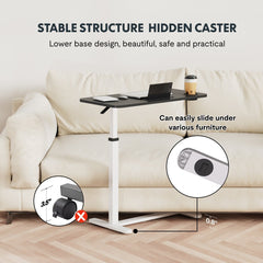 Dash Dock Essential: 31X16inch Standing Rolling Desk With Hidden Wheels Side Table Adjustable Height OverBed Table Hospital Desk With Cup Holder, Computer Laptop Table For Home, Office, Outdoor, Classroom