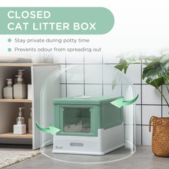 Dash Dock Essential:  Fully Enclosed Cat Litter Box Portable Pet Toilet With Spoon Large Space