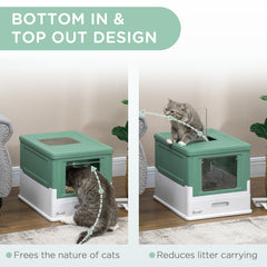 Dash Dock Essential:  Fully Enclosed Cat Litter Box Portable Pet Toilet With Spoon Large Space