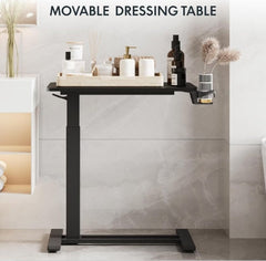 Dash Dock Essential: Standing Rolling Desk With Hidden Wheels Side Table Adjustable Height OverBed Table Hospital Desk With Cup Holder