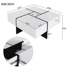 Dash Dock Essential: Unique Design Coffee Table With 4 Hidden Storage Compartments