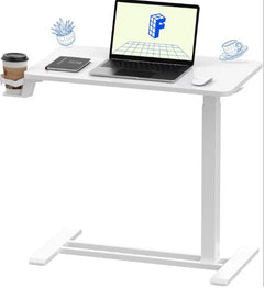 Dash Dock Essential: Standing Rolling Desk With Hidden Wheels Side Table Adjustable Height OverBed Table Hospital Desk With Cup Holder