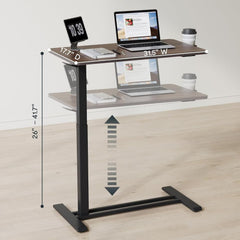 Dash Dock Essential: Standing Scroll Table With Hidden Wheels Side Table Height-adjustable Bed Table