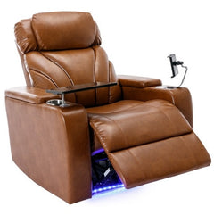 Dash Dock Premium: Power Motion Recliner Electric Power Recliner With USB Charging Port, Hidden Arm Storage, Convenient Cup Holder And Bluetooth Speaker, Light Brown