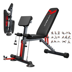 Dash Dock Essential: FONBEAR Adjustable Weight Bench 800LBS Foldable Workout Bench Press for Full Body Strength Training Multi-Functional Weight Bench Roman Chair Incline Decline Bench Fast Folding