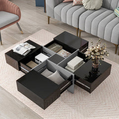 Dash Dock Essential: Unique Design Coffee Table With 4 Hidden Storage Compartments