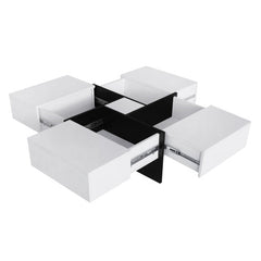 Dash Dock Essential: Unique Design Coffee Table With 4 Hidden Storage Compartments