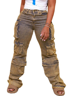 Women's Y2K Baggy Cargo Jeans with Flap Pockets