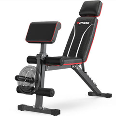 Dash Dock Essential: Deeliva Adjustable Weight Bench Press for Home Gym Workout Bench with Leg Extension Preacher Pad & Extended Headrest Foldable Flat Incline Decline Sit-up Bench for Full Body Strength Training