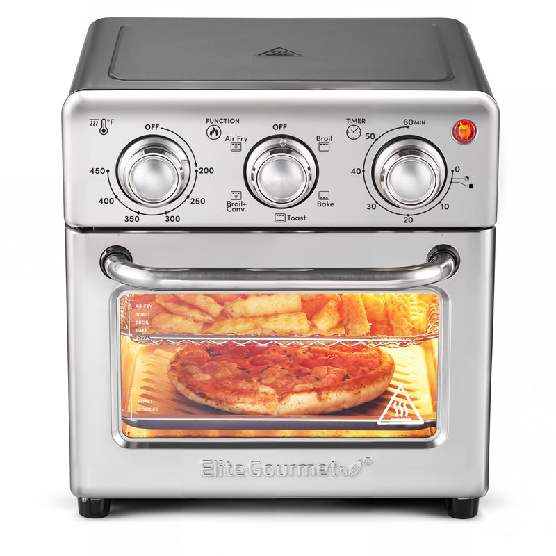 Dash Dock Essential:  Elite Gourmet EAF0852SS 8.5Qt. Capacity Air Fryer Oven Air Fry Broil Toast Bake & Broil with Convection Time and Temperature Controls 800-Watts Includes 25 Delicious Recipes Stainless Steel