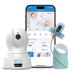 Dash Dock Elite: Babytone Baby Monitor - Smart Sleep Sock & 2.5K HD Camera Track Heart Rate & Average Oxygen Level Cry/Motion Detect Two-Way Audio and Night Vision Baby Monitor with APP
