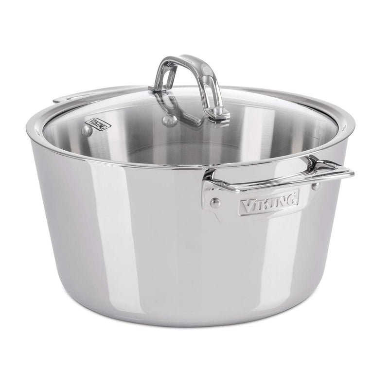 Dash Dock Elite:  Viking Culinary Contemporary 3-Ply Stainless Steel Dutch Oven 5.2 Quart Includes Glass Lid Dishwasher Oven Safe Works on All Cooktops including Induction