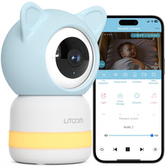 Dash Dock Essential:  litokam Video Baby Monitor Smart Baby Camera 2K 2.4GHz/5GHz WiFi Indoor Camera with Cry/Motion Detection Night Light Lullabies HD Night Vision Temp & Humidity Sensor 2-Way Talk App Control