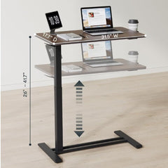 Dash Dock Essential: Standing Rolling Desk With Hidden Wheels Side Table Adjustable Height OverBed Table Hospital Desk With Cup Holder