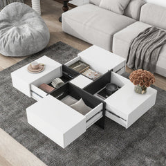 Dash Dock Essential: Unique Design Coffee Table With 4 Hidden Storage Compartments