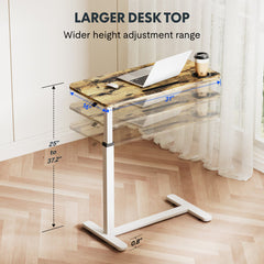 Dash Dock Essential: 31X16inch Standing Rolling Desk With Hidden Wheels Side Table Adjustable Height OverBed Table Hospital Desk With Cup Holder, Computer Laptop Table For Home, Office, Outdoor, Classroom