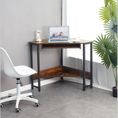 Dash Dock Essential: Triangle Computer Desk, Corner Table With Sleek Keyboard Tray And Storage Shelves As A Workstation For Small Spaces