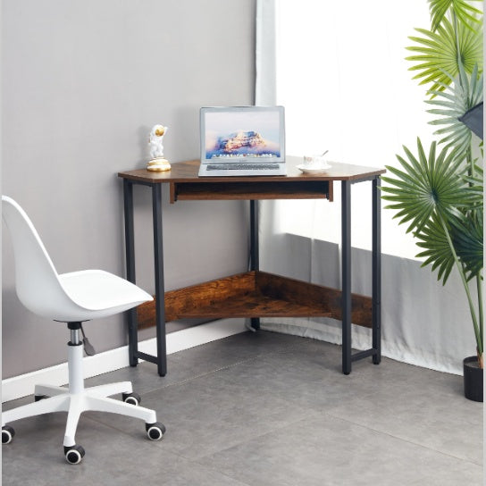 Dash Dock Essential: Triangle Computer Desk, Corner Table With Sleek Keyboard Tray And Storage Shelves As A Workstation For Small Spaces