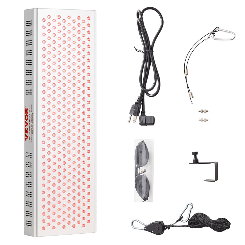 Dash Dock Premium:  VEVOR Red Light Therapy for Full Body 300 Dual-Chip LEDs 10Hz/40Hz Pulse 3 Timing Setting Red 660nm & Near Infrared 850nm Light Therapy Panel for Pain Relief Wound Healing Skin Health 300W