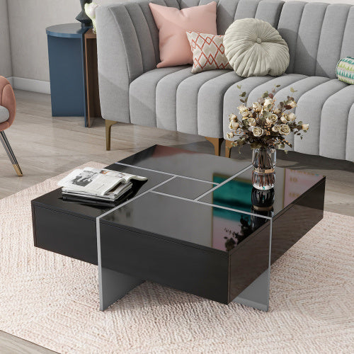 Dash Dock Essential: Unique Design Coffee Table With 4 Hidden Storage Compartments