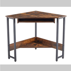 Dash Dock Essential: Triangle Computer Desk, Corner Table With Sleek Keyboard Tray And Storage Shelves As A Workstation For Small Spaces