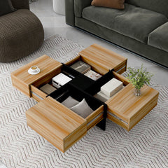 Dash Dock Essential: Unique Design Coffee Table With 4 Hidden Storage Compartments