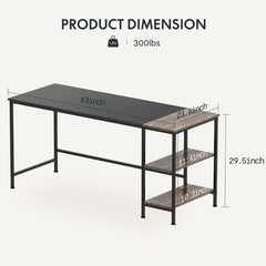 Dash Dock Essential: 63 Inch Computer Desk Home Office Desk Workstation Black