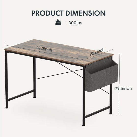 Dash Dock Essential: 48 Inch Computer Desk Home Desk Workstation Brown