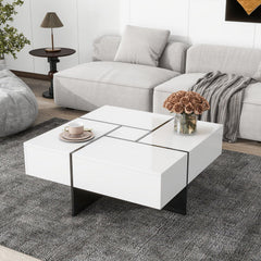 Dash Dock Essential: Unique Design Coffee Table With 4 Hidden Storage Compartments