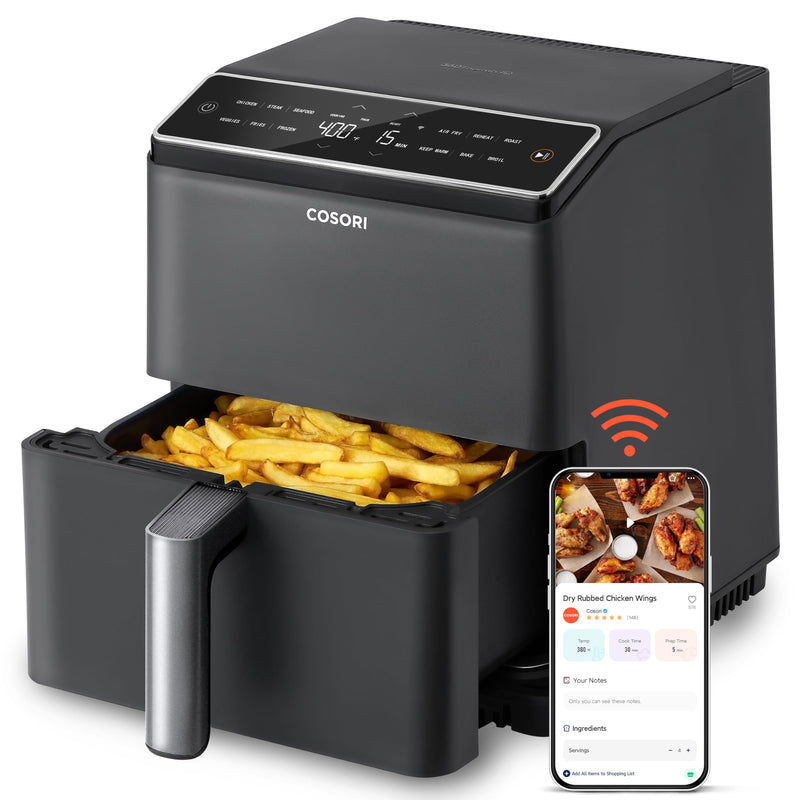 Dash Dock Elite:  COSORI 6.8Qt Air Fryer 12-in-1 Dual Blaze for 360° Crispy Meals No Shaking & Preheating to Fast Cooking with Bake Roast Broil 100+In-App Recipes Dishwasher Safe
