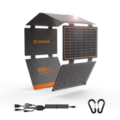 Dash Dock Essential: 60W Foldable Solar Panel Portable Solar Charger with USB-C PD3.0 / USB-A QC3.0 / DC 20-28V Port IP67 Waterproof Solar Panel Kit for RV Camping Backpacking Compatible with Phone Tablet Power Station