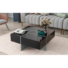 Dash Dock Essential: Unique Design Coffee Table With 4 Hidden Storage Compartments