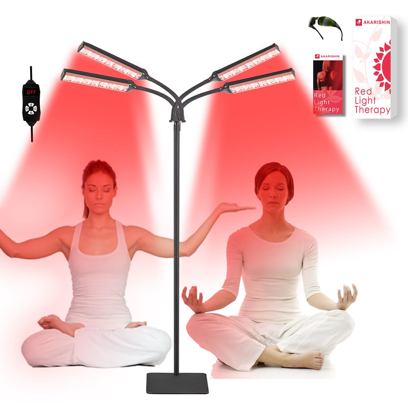 Dash Dock Essential: Arikashin Red Light Therapy Lamp with Adjustable Stand Timer Height Brightness - 660nm 660nm+850nm 660Nm+940nm- Effective for Body and Skin Vitality 3-HeadWhite36W