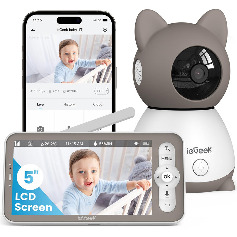 Dash Dock Essential:  ieGeek Baby Monitor with 2K Camera and Audio - Video Monitor with 5