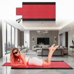 2025 New 73“ x 33” Full Body Red Light Therapy Mat for Body Pain Relief Premium Leather 1370 Dual Wavelength LEDs Adjustable Timer & Intensity Black