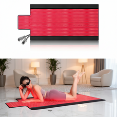 2026 New 73“ x 33” Full Body Red Light Therapy Mat for Body Pain Relief Premium Leather 1370 Dual Wavelength LEDs Adjustable Timer & Intensity Black