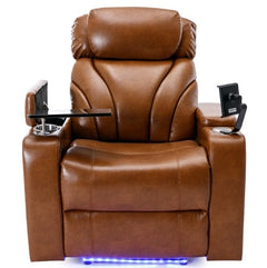 Dash Dock Premium: Power Motion Recliner Electric Power Recliner With USB Charging Port, Hidden Arm Storage, Convenient Cup Holder And Bluetooth Speaker, Light Brown