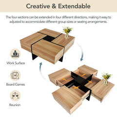Dash Dock Essential: Unique Design Coffee Table With 4 Hidden Storage Compartments