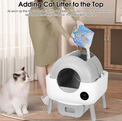 Dash Dock Elite: Self Cleaning Litter Box - 2.2lb-23lb Cat Can Use, 100L Automatic Cat Litter Box Self Cleaning, Extra Large For Multiple Cats, Anti-Pinch, All Clumping Litter Can Use, With Garbage Bags, App Control