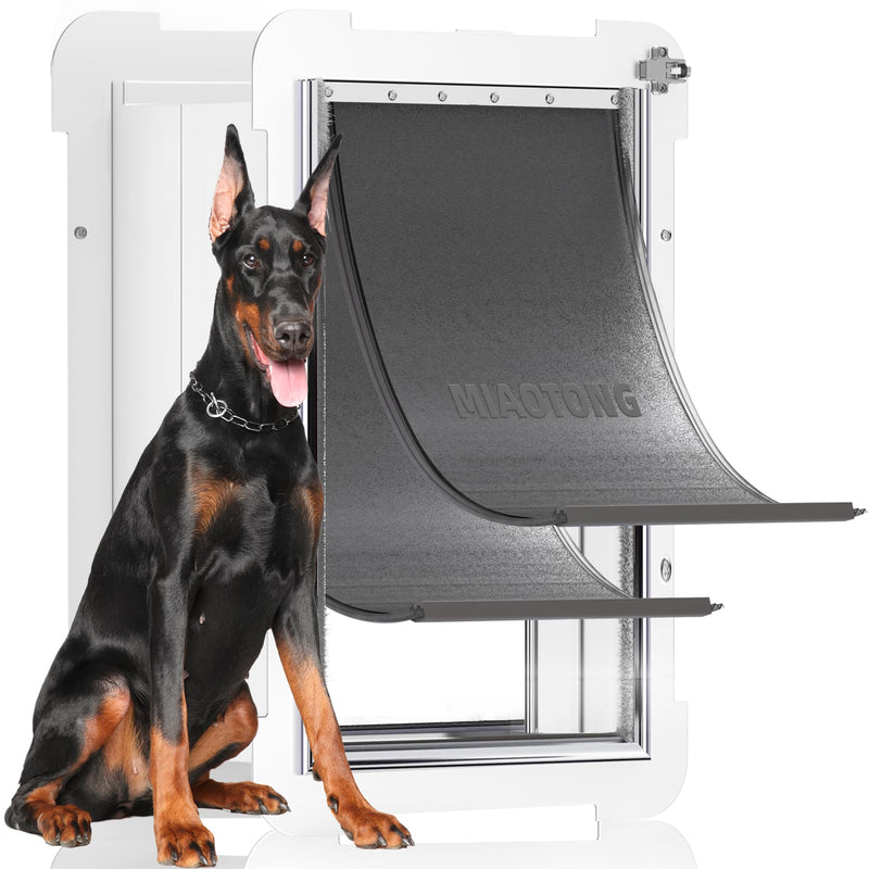 MIAOTONG Extra Large Dog DoorUpgraded Sealing Dog Door for Wall Double Flap Doggy DoorSteel Frame and Telescoping Tunnel Dog Doors and Cat Doors(Pets Up to 220 Lb) -Extra Large
