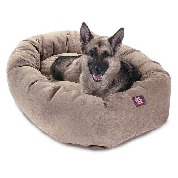 Dash Dock Essential: Majestic Pet 52 Inch Micro Velvet Calming Dog Bed Washable – Cozy Soft Round Dog Bed with Spine for Head Support - Fluffy Donut Dog Bed 52x35x11 (inch) – Round Pet Bed X- Large - Pearl