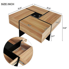 Dash Dock Essential: Unique Design Coffee Table With 4 Hidden Storage Compartments