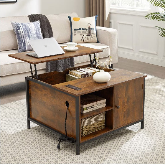 Dash Dock Essential: Height-adjustable Coffee Table, Multi-purpose Coffee Table With Hidden Compartments, Modern Height-adjustable Dining Table