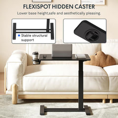 Dash Dock Essential: Standing Scroll Table With Hidden Wheels Side Table Height-adjustable Bed Table