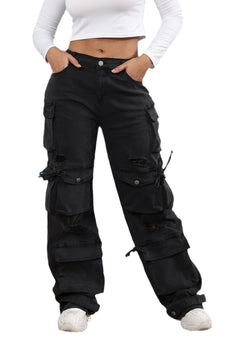 Ryehack Women’s Baggy Jeans Y2k Cargo Jeans Casual High Waist Baggy Denim Cargo Pants with Pockets Streetwear