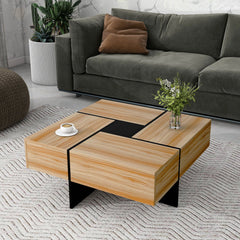 Dash Dock Essential: Unique Design Coffee Table With 4 Hidden Storage Compartments