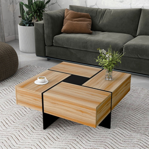 Dash Dock Essential: Unique Design Coffee Table With 4 Hidden Storage Compartments