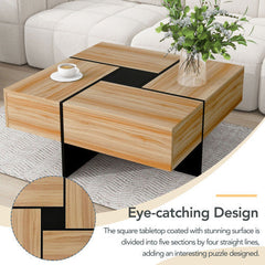 Dash Dock Essential: Unique Design Coffee Table With 4 Hidden Storage Compartments